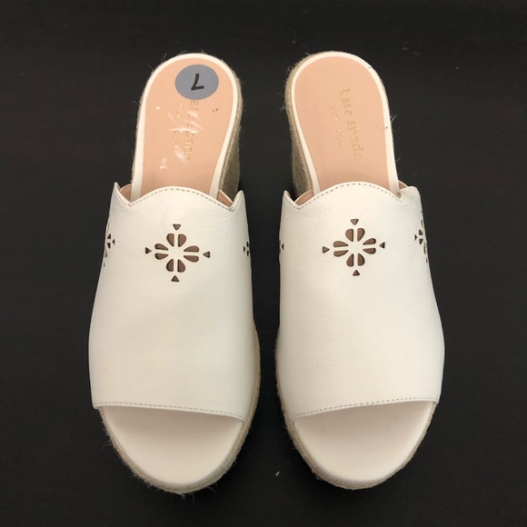 Kate Spade Tia laser cut wedge slip on sandals - Picture 2 of 7